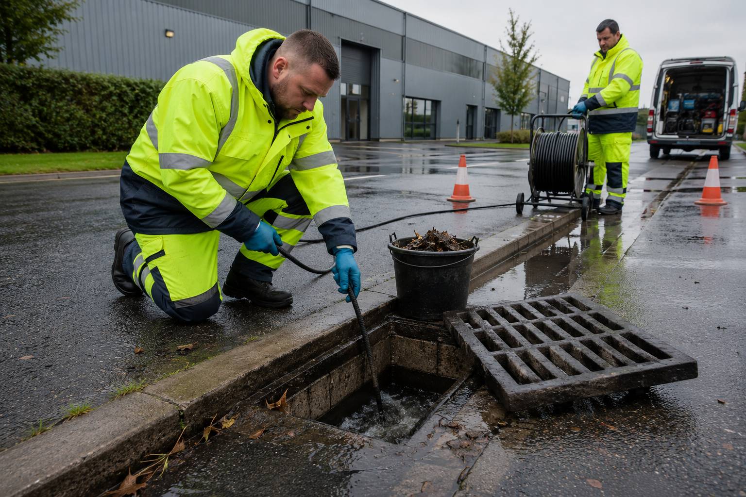 Drain jetting and gully cleaning outside a commercial unit, Co. Limerick