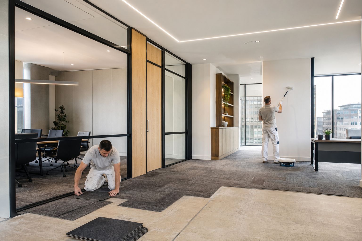 Office refurbishment with new carpet tiles and freshly painted walls, Limerick City
